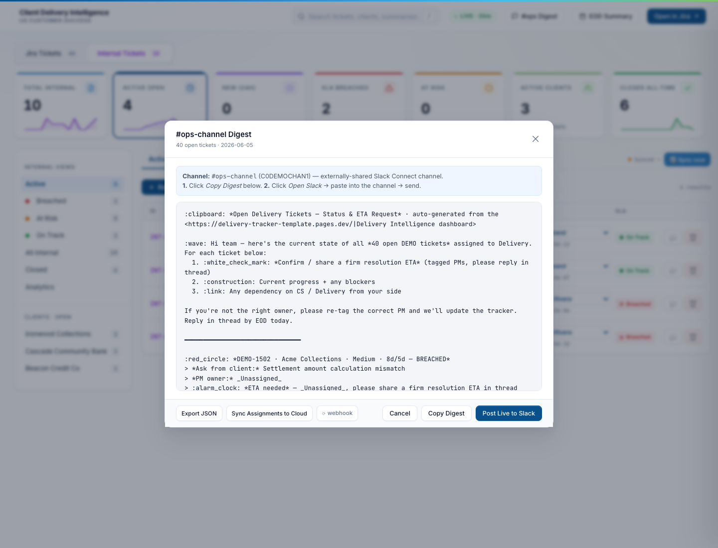 Slack digest preview